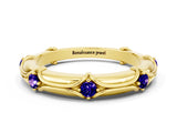 Yellow gold Round Tanzanite Prong Set Milgrain Eternity Band_6