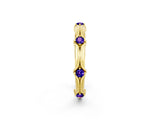 Yellow gold Round Tanzanite Prong Set Milgrain Eternity Band_8
