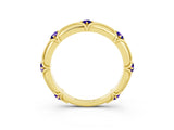 Yellow gold Round Tanzanite Prong Set Milgrain Eternity Band_9