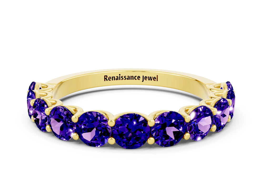 Yellow gold Round Tanzanite Shared Prong Eternity Band_6