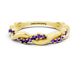 Yellow gold Round Tanzanite Twist Eternity Band with Pavé Setting_6