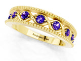 Yellow gold Round Tanzanite Twist Milgrain Band with Bezel Setting_13