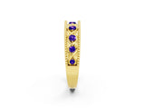 Yellow gold Round Tanzanite Twist Milgrain Band with Bezel Setting_14