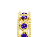 Yellow gold Round Tanzanite Twist Milgrain Band with Bezel Setting_17