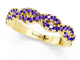 Yellow gold Round Tanzanite Twisted Eternity Band with Pavé and Shared Prong Setting_23