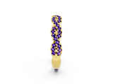 Yellow gold Round Tanzanite Twisted Eternity Band with Pavé and Shared Prong Setting_24