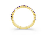 Yellow gold Round Tanzanite Twisted Eternity Band with Pavé and Shared Prong Setting_25