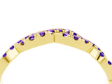 Yellow gold Round Tanzanite Twisted Eternity Band with Pavé and Shared Prong Setting_26