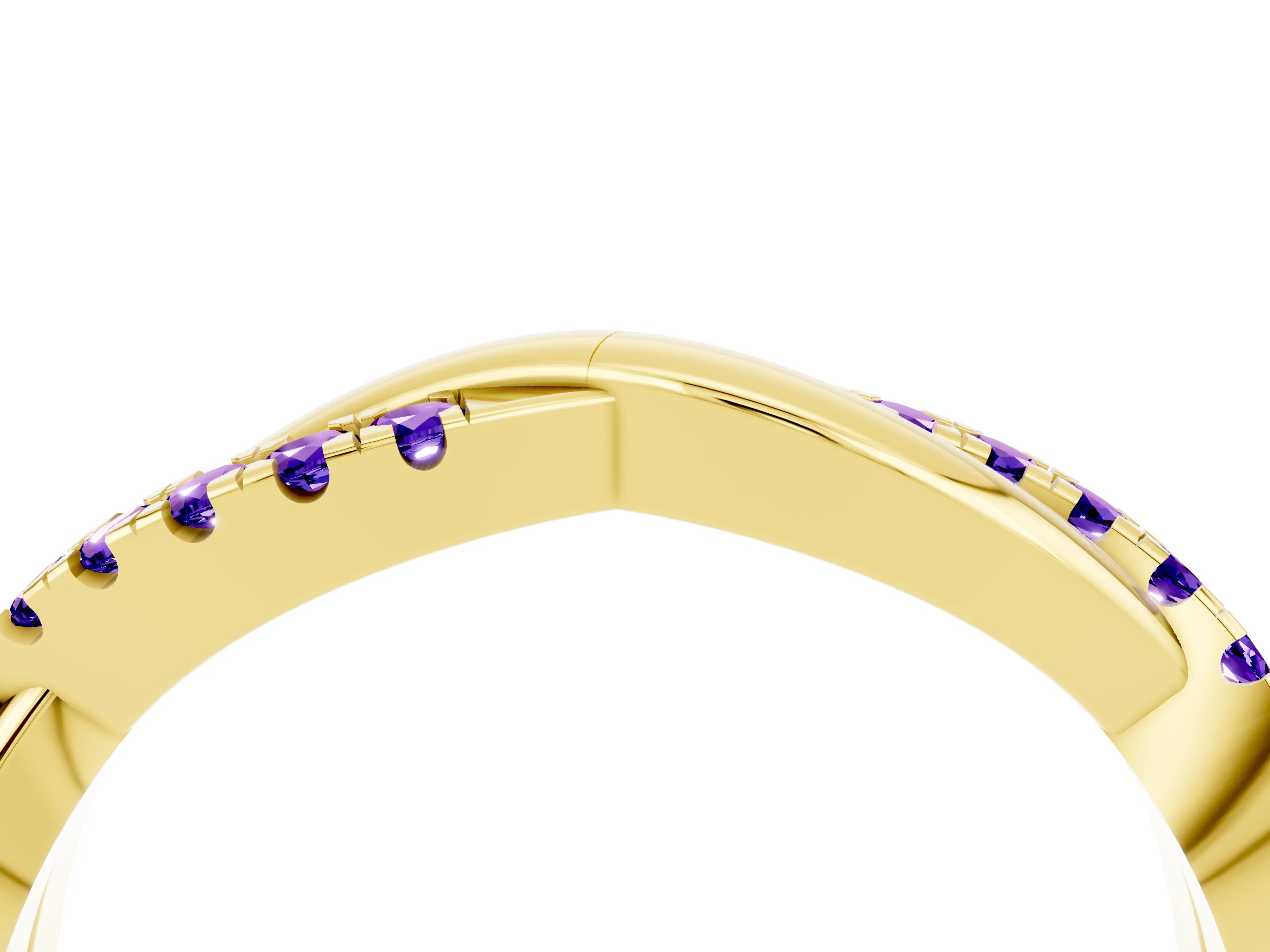 Yellow gold Round Tanzanite Twisted Infinity Band with Prong Setting_10