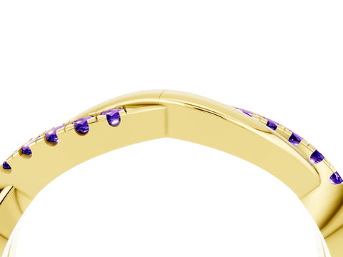 Yellow gold Round Tanzanite Twisted Infinity Band with Prong Setting_10