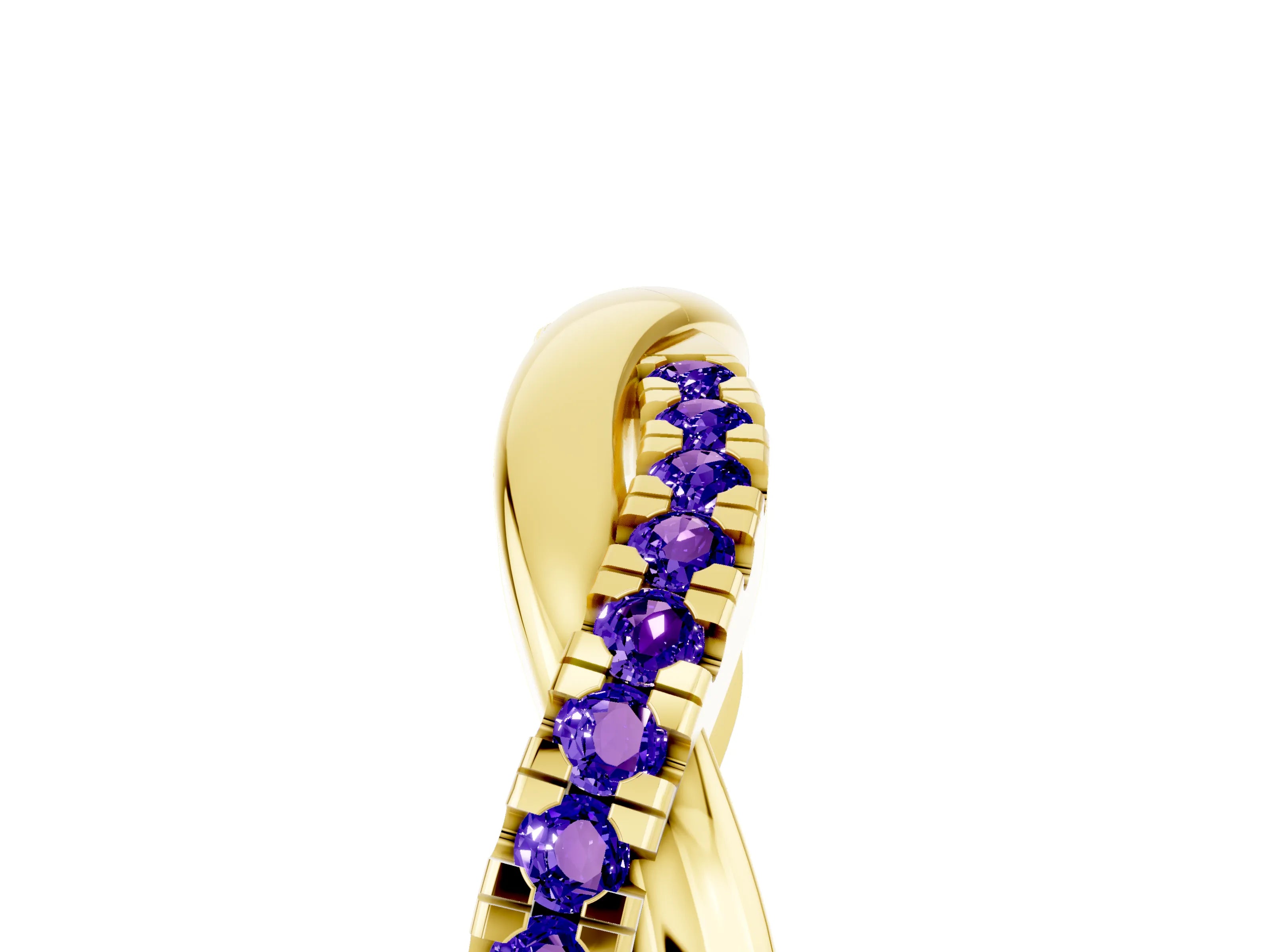 Yellow gold Round Tanzanite Twisted Infinity Band with Prong Setting_11