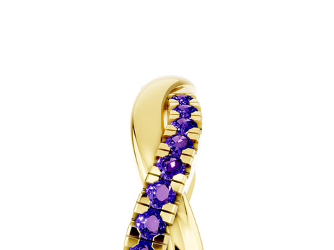 Yellow gold Round Tanzanite Twisted Infinity Band with Prong Setting_11