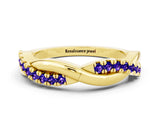 Yellow gold Round Tanzanite Twisted Infinity Band with Prong Setting_6