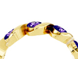 Yellow gold Round Tanzanite Wave Band with Channel Setting and Shared Prongs_10