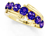 Yellow gold Round Tanzanite Wave Band with Channel and Shared Prong Setting_19
