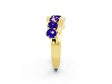 Yellow gold Round Tanzanite Wave Band with Channel and Shared Prong Setting_20