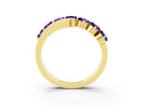 Yellow gold Round Tanzanite Wave Band with Channel and Shared Prong Setting_21