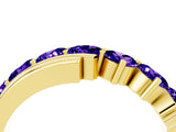 Yellow gold Round Tanzanite Wave Band with Channel and Shared Prong Setting_22