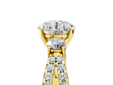 Yellow gold Round Three-Stone Diamond Ring with Pavé Split Shank and Four-Prong Setting_95