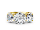 Yellow gold Round Three-Stone Diamond Ring with Prong Setting on a Classic Band_15