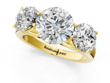 Yellow gold Round Three-Stone Diamond Ring with Prong Setting on a Classic Band_16