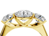 Yellow gold Round Three-Stone Diamond Ring with Prong Setting on a Classic Band_19