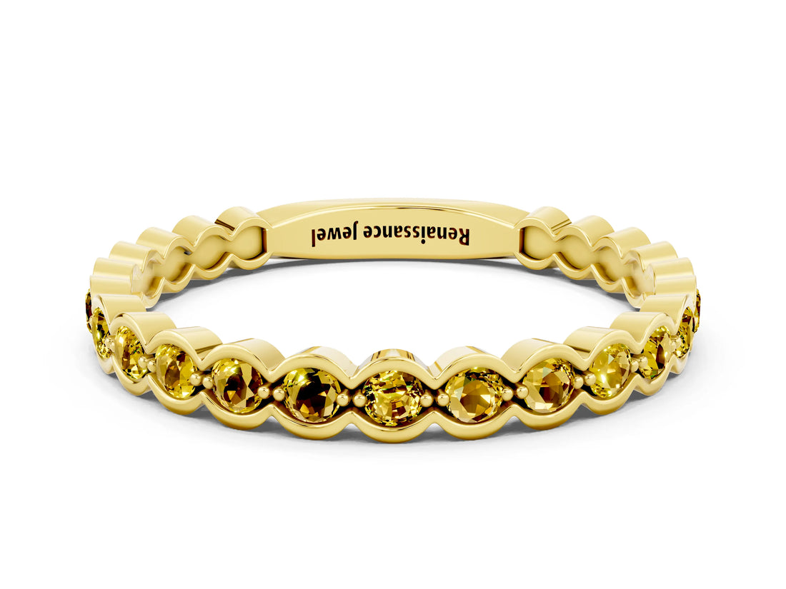 Yellow gold Round Yellow Sapphire Bezel Set Eternity Band_7
