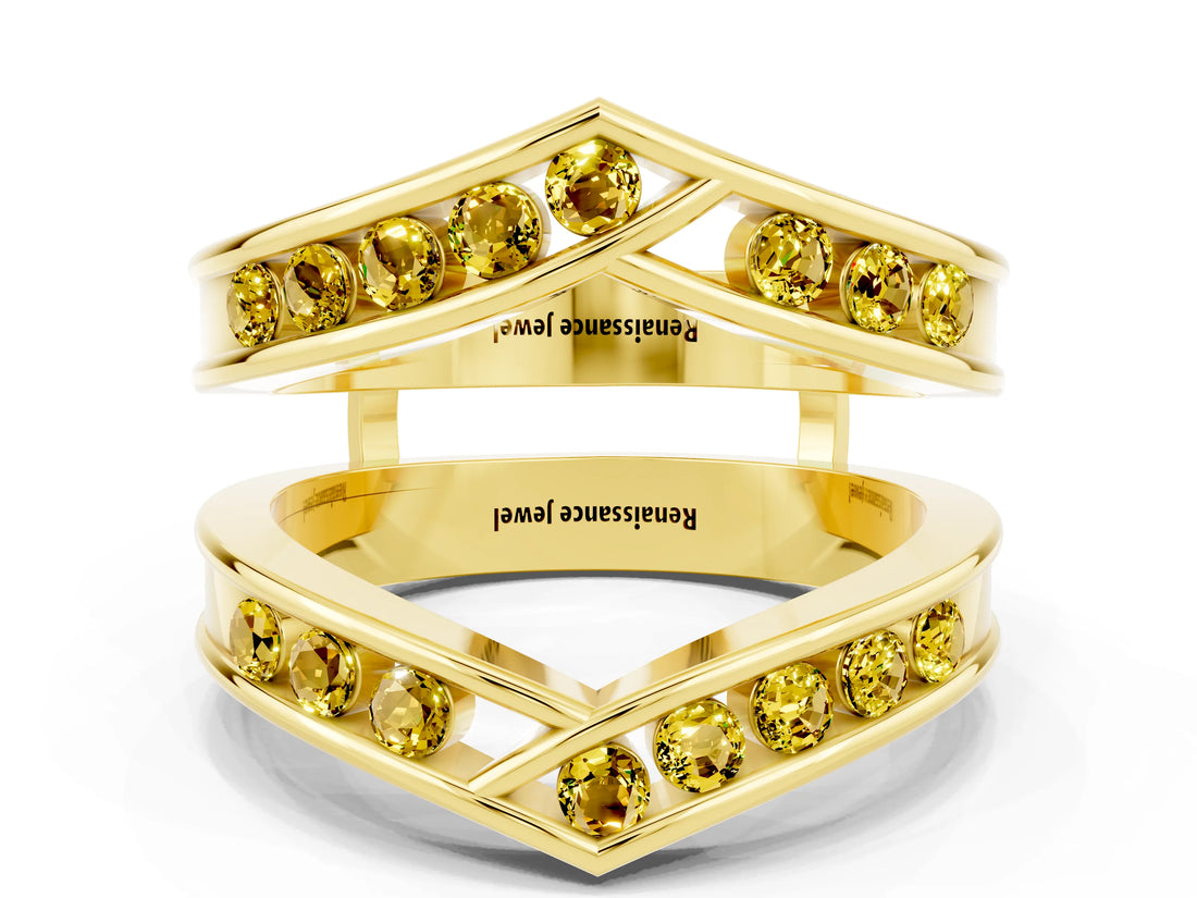 Yellow gold Round Yellow Sapphire Channel-Set Chevron Band_18