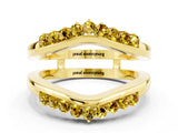Yellow gold Round Yellow Sapphire Chevron Contour Band with Prong Setting_18