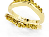 Yellow gold Round Yellow Sapphire Chevron Contour Band with Prong Setting_19