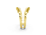 Yellow gold Round Yellow Sapphire Chevron Contour Band with Prong Setting_20