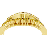 Yellow gold Round Yellow Sapphire Chevron Contour Band with Prong Setting_22