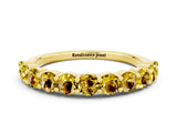 Yellow gold Round Yellow Sapphire Half Eternity Band with Prong Setting_18
