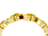 Yellow gold Round Yellow Sapphire Half Eternity Band with Wave Prong Setting_10