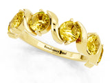 Yellow gold Round Yellow Sapphire Half Eternity Band with Wave Prong Setting_7