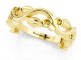 Yellow gold Round Yellow Sapphire Leaf Eternity Band with Bezel Setting_91