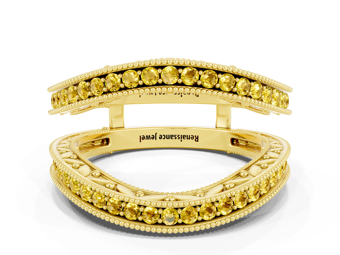 Yellow gold Round Yellow Sapphire Milgrain Eternity Band with Channel Setting_18