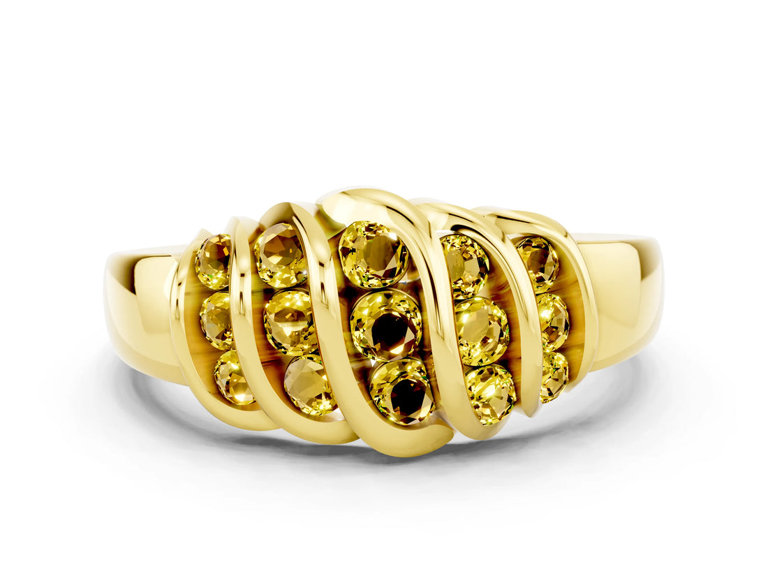 Yellow gold Round Yellow Sapphire Multi-Row Crossover Band_6
