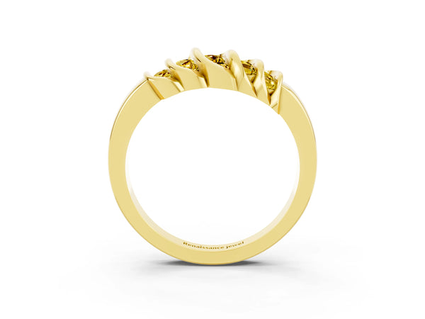 Yellow gold Round Yellow Sapphire Multi-Row Crossover Band