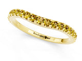 Yellow gold Round Yellow Sapphire Pavé Curved Wedding Band_19