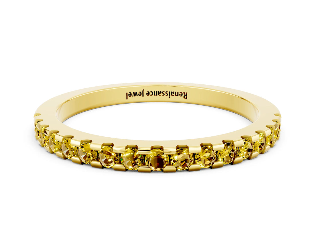 Yellow gold Round Yellow Sapphire Pavé Set Eternity Band with Micro Prong Setting_18