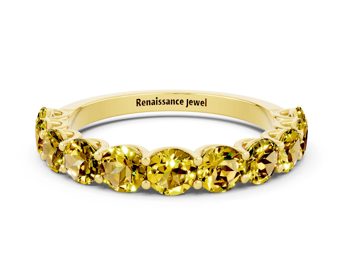 Yellow gold Round Yellow Sapphire Shared Prong Eternity Band_6