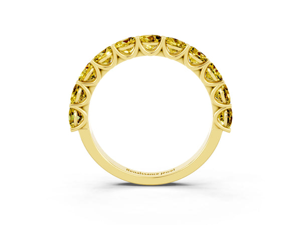 Yellow gold Round Yellow Sapphire Shared Prong Eternity Band