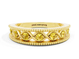 Yellow gold Round Yellow Sapphire Twist Milgrain Band with Bezel Setting_12