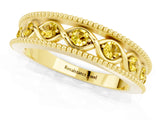 Yellow gold Round Yellow Sapphire Twist Milgrain Band with Bezel Setting_13