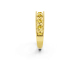 Yellow gold Round Yellow Sapphire Twist Milgrain Band with Bezel Setting_14