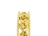 Yellow gold Round Yellow Sapphire Twist Milgrain Band with Bezel Setting_17