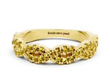 Yellow gold Round Yellow Sapphire Twisted Eternity Band with Pavé and Shared Prong Setting_22