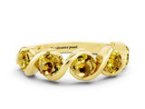 Yellow gold Round Yellow Sapphire Wave Band with Channel Setting and Shared Prongs_6