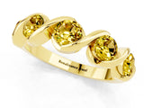 Yellow gold Round Yellow Sapphire Wave Band with Channel Setting and Shared Prongs_7